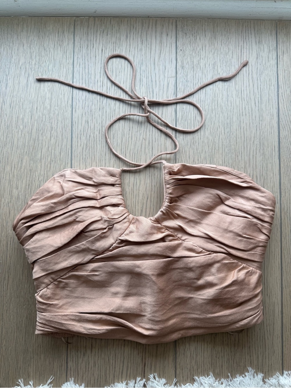 Zara Blush Ruched Halter Crop Top